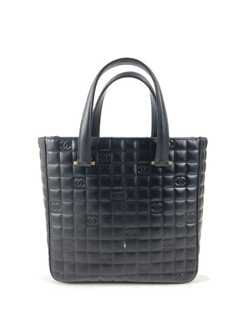 Chanel Handbag Logo CC Choco Bar Leather Black